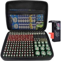 Batteriegehäuse mit 250+ Steckplätzen, großem Organizer und Halterung für verschiedene Batterienarten