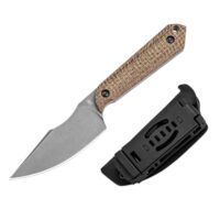Mini Harpoon Messer mit fester Klinge aus 3V-Stahl, Micarta-Griff und Kydex-Scheide für Camping, Wandern und Survival