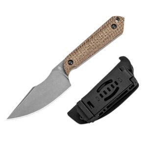 Mini Harpoon Messer mit fester Klinge aus 3V-Stahl, Micarta-Griff und Kydex-Scheide für Camping, Wandern und Survival