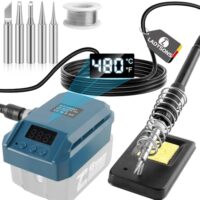 Kabelloser Lötkolben für Makita 18V Akku mit Digitales LCD-Display, 60W Temperaturmessung von 180-480°C, kabelloses Löten, ideal für DIY-Projekte und Gerätereparaturen