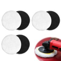 Landrain 6 Stück Polierscheibe 125 MM, Lammwollhaube Polieraufsatz Winkelschleifer, Polierschwamm 125 MM Klett für Metall, Holz und andere Materialien