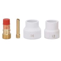 LiebeWH 4Pcs WIG Gaslinsen Kit, weiße Keramikdüse, kurze Abschrägung, Elektrodenhalter, Anschluss, Schweißzubehör Set für WP 17 18 26