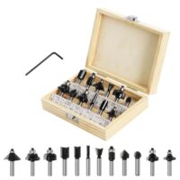 Losxuido Fräser Set 12 Stück für Oberfräse mit 6mm Schaft, Holzkoffer für Holzbearbeitung - hochwertige Hartmetallklingen mit langer Haltbarkeit und gute Steifigkeit