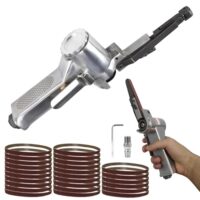 Luftbandschleifer 10mm, Druckluft Bandschleifer, Bandschleifer Pneumatisches Polierwerkzeug, Luftreiniger und Staubabsauger für Metall, Kunststoff, Glasfaser, Gummi, Glas und Stein