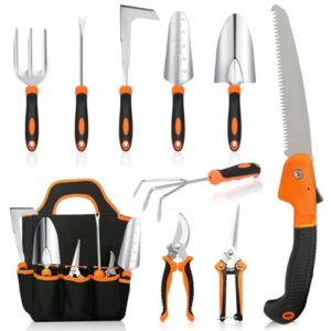 Gartenwerkzeug Set mit 10 schweren Gartengeräten, ideal für Gartenarbeit und Gartenpflege. Ergonomisches Griffdesign, langlebig und rostbeständig.