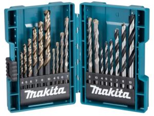 Makita Bohrer-Set 18-teilig in Aufbewahrungsbox, M-Force Metallbohrer, Steinbohrer, Holzbohrer, verschiedene Größen und Materialien, ideal für den Heimwerker