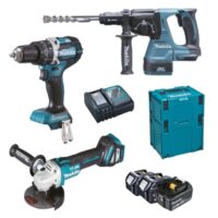 Makita DLX3119TJ 18 V 5 Ah Werkzeugset mit 18-Volt-Batterie für Heimwerker und Profis