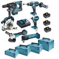 Makita DLX6085TJ Akku-Kombo-Kit 18V: 6 x hochwertige Akku-Tools, 3 x 5,0 Ah-Akkus und Schnellladegerät