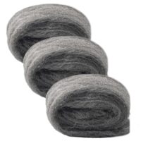 Meccion Stahlwolle 0000 Extrafein, 3 Teile, Schleifpapier für Polieren von gewachstem Holz, Kupfer, Messing und Mattiert Oberflächen, Reinigung und Säuberung von Glas, Keramik und Fliesen