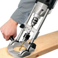 Mehrwinkel Bohrfuhrungshalterung, Einfach zu tragen und hohe Effizienz, Bohrständer mit Bohrfutter, Winkelarretierung 45, 60, 75, 90°, geeignet für Holzbearbeitungsbohrungen