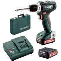 Professioneller Akku-Bohrschrauber von Metabo mit LED-Licht und Gürtelhaken, ideal für Holz- und Metallbau, inkl. 2x2Ah LiPOWER-Akkus und Ladegerät