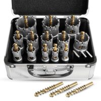 METOTY 19 stück lochsäge metall set, Hartmetall Lochsäge, Hartmetall Bohrer Metall tarke TCT Bohrer Set mit Titan-Piloten und L-Wrench für Stahl Eisen Aluminum Metall Hole Saw Werkzeug Set