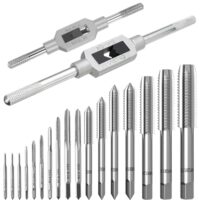 19 Stück Metrisches Gewindeschneider Gewindebohrer Set, Handgewindegewindebohrer-Set, M1-M3,5, M4, M5, M6, M8, M10, M12 Tap and Die Set, Gewindeschneidsatz Profi mit Einstellbar Windeisen