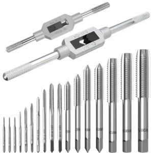 19 Stück Metrisches Gewindeschneider Gewindebohrer Set, Handgewindegewindebohrer-Set, M1-M3,5, M4, M5, M6, M8, M10, M12 Tap and Die Set, Gewindeschneidsatz Profi mit Einstellbar Windeisen