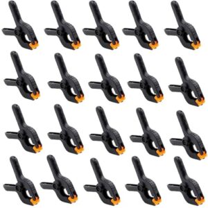 20 Stück Mini Klemmen, schwarze Nylon Federklemmen, klein, Spannklemmen, Hochleistungsfrühlingsklemmen für Fotografie, Foto Studio, Hintergründe, Handwerk, Garten, Terrasse