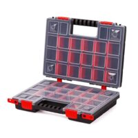 Sortierkasten mit 40 verstellbaren Fächern für Werkstatt oder Garage, transparenter Deckel und Platz für Kleinteile und Zubehörteile