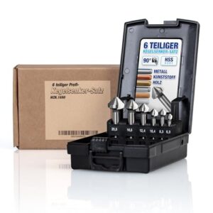 Kegelsenker Set, 6.3-20.5 mm, 6-teilig, mit Aufbewahrungsbox - ideal für Holz, Metall und Kunststoff