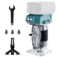 Akku Oberfräse für Holzbearbeitung, 800W Bürstenloser Motor, 5 Geschwindigkeiten, für Makita 18V Akkus