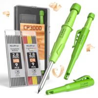Zimmermannsbleistift mit Spitzer, 2,8 mm Druckbleistift für Bauarbeiten, Tieflochmarker für Handwerker und Baustellen, robuster Bleistift für Architektenmarkierungen