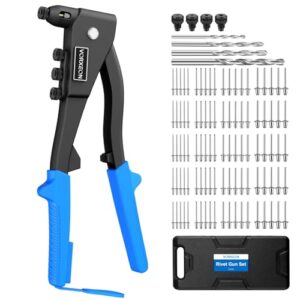 VORXEON Nietenzange Set mit 4 TLG HSS-Bohrern und 100 Nieten für Möbel, Auto, Boot und Maschinen-Reparatur