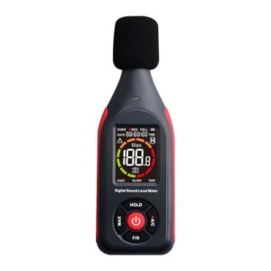 Schallpegelmessgerät mit LCD-Display, Lautstärke Messgerät, DB-Messgerät 30-130dB, Lärm-Monitor mit Alarm, Professionelles Datenspeicherung