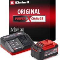 Einhell Starter Kit 5,2 Ah Akku und Fastcharger Power X-Change, Original Produkt, 18 V, 80 min Ladezeit, passend für alle Power X-Change Geräte