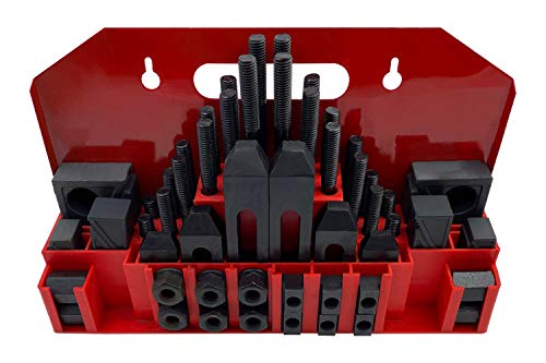 PAULIMOT Spannpratzen-Set 58-teilig M12 / 14 mm im Wandhalter, leistungsstarkes Werkzeug für Heimwerker und Handwerker, hochwertiger C235-Stahl, maximale Spannhöhe 70 mm