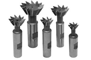Winkelfräser-Set mit 5 hochwertigen HSS-Fräsern, Durchmesser von 13 bis 32 mm und Winkel von 60°, ideal für verschiedene Anwendungen in der Holzbearbeitung