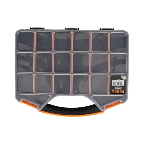 Sortierbox für Kleinteile und Werkzeuge, transparenter Deckel, stapelbar, 16 Trennwände, ideal für Handwerker, Elektriker, Heimwerker und Bastler