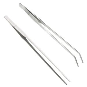 2 Stück Pinzette Edelstahl Pinzette Extra Lange Gerade Pinzette 27cm mit präzisionsgezahnter Spitze für Aquascaping, Gartenarbeiten, Kochen, Industriearbeit, Laboreinsatz