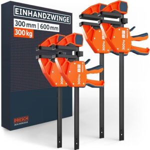 Einhandzwingen mit hoher Spannkraft für schnelles Fixieren in Werkstattarbeit, Zwingen Set aus Carbonstahl und glasfaserverstärktem Gehäuse