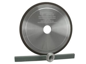 Sägenspezial-Diamant-Schleifscheibe für Hartmetall-Sägeketten, inklusive Abziehstein und Adapter für 12 mm Aufnahme