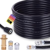 Hochwertiges Rohrreinigungsschlauch-Set für Hochdruckreiniger Kärcher K2, K3, K4, K5, K6 und K7 mit M22 Adapter, starrer und rotierender Düse für Abflussrohr, Dachrinne und Abwasserleitung