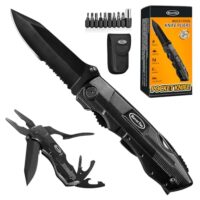 RoverTac Taschenmesser Klappmesser Multitool für Camping und Wandern mit Zange, Flaschenöffner, Dosenöffner und 9-in-1 Schraubendreher-Set