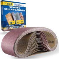 Schleifband-Set mit 18 Stücken, 100 x 610 mm, reißfestes Gewebe-Schleifpapier für Bandschleifer und Schleifgurt