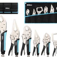 6-teiliges Set an Gripzangen mit gebogenen Backen und Locking-C-Klemme, ergonomisches Design, Rolltasche im Lieferumfang enthalten