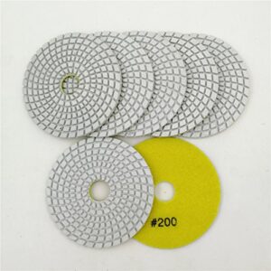 Hochwertige Diamantflexible Wet Polierscheiben für Granit und Marmor, 4 Zoll / 100 mm, 7 Stück Set, weiße Harzbonding, Schleifscheiben