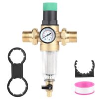 Druckminderer Wasser mit Manometer und Siebfilter, 1 Zoll DN32, Messing Druckregler für Trinkwasserinstallationen
