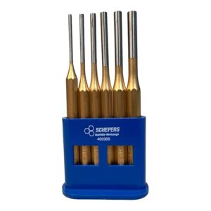 Splintentreiber-Satz für Schrauben und Bolzen mit 150 mm Länge und Durchmesser von 3-8 mm, bestehend aus sechs Teilen.
