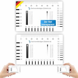 Transparente Risskarte, Messleistung für Sachverständige und Fachleute, präzise Messungen mit Lineal und Messer