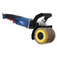 Professionelle Satiniermaschine mit 1300 Watt Leistung und zwei Bürsten für die Oberflächenbearbeitung, Metall- und Nylonbürste, 900-3700RPM Drehzahl, 2m Kabel, Leichtgewicht (3 kg), rutschfester Zusatzgriff und soft-start System