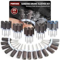 25-teiliger Schleifhülsensatz mit 6 verschiedenen Körnungen für Dremel Rotationswerkzeug, ideal für Metallkante-Abreiben, Stein und Holz Schleifen