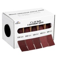 Schleifpapierrolle mit 5 verschiedenen Körnungen für das Polieren und Schleifen von Metall, Holz und anderen Materialien. Perfektes Werkzeug für Handwerker und DIY-Projekte.