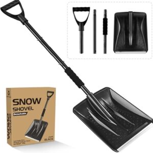 Schneeschaufel, 2025 New Upgrade, neues Winter-Schneeräumwerkzeug, Aluminium-Schaufelkopf, Abnehmbarer dreiteiliger Verstellbarer Langer Griff, Auto-Einfahrt-Winterwerkzeug für effektives Entfernen von Schnee und Eis