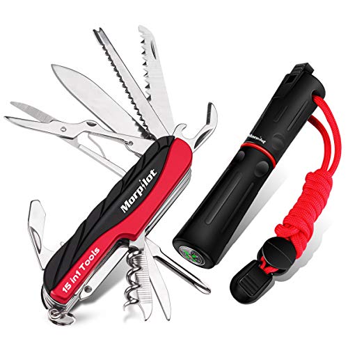 Schweizer Taschenmesser mit 15 Funktionen, darunter Klinge, Dosenöffner und Schere, ideal für Haushalt, Klettern, Camping und Touren
