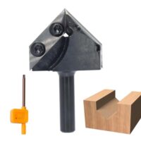 Wendeplatten V-Nutfräser, Schaft 8mm, V-Groove Oberfräser mit Hartmetall-Einsätzen, Durchmesser 38.1mm, Nutzlänge 32mm, Winkel 90°