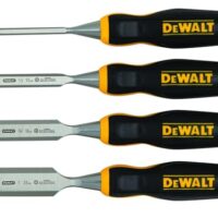 Komplettes Stechbeitel-Set von DEWALT mit 4 verschiedenen Längen: 6, 12, 18 und 25 mm für Heimwerker und Handwerker