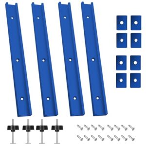 Vollständiges Set für T-Slot-Systeme, 4 Stück T Nut Schiene M8 M6, 400 mm Führungsschiene, Montageschiene, Gleitschiene, Aluschiene, Gehrungsschiene, Ausgestattet mit 4 M8-Griff, 4 M6 Gleitblock, 4 M8 Gleitblock