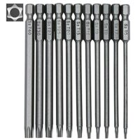 Torx lang Schraubendreher Bit Set, 11 Stück, Magnetisch, Sternenkopf, Schraubenziehe Set, T6-T40, 100mm Lang, Sechskant Schaft, Elektrische Torx Bits Satz, Werkzeuge