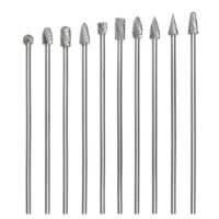 Hochwertige Hartmetall Frässstifte für Holzarbeitung, Metallbearbeitung und Holzschnitzerei. 10 Stück mit 3mm Schaftdurchmesser und 6mm Hartmetallfräser-Kopf aus Wolframcarbid.